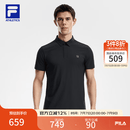 FILA 菁英POLO斐乐官方男子针织短袖POLO衫2026夏季新款防晒上衣 深黑-BK XL 180/100A/XL