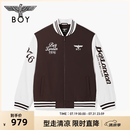 BOY LONDON时尚棕白拼接字母棒球服秋冬男女同款短款棉服N29013 咖啡 S