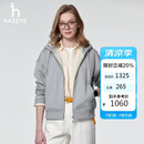 哈吉斯（HAZZYS）女装 春季款女士连帽拉链开襟落肩卫衣女ABTSE0CAE02