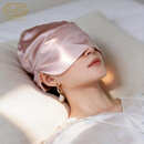 丝侬（silkiss）真丝睡帽睡觉女款桑蚕丝月子帽睡眠发帽眼罩一体长发头罩坐月子 绯粉