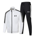 安德玛（Under Armour）运动套装裤子夹克运动服跑步长裤外套健身训练两件套 白色 4XL建议身高185-190体重170-180斤