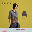 ERDOS 秋冬圆领花朵亮片柔软优雅女开衫羊绒衫 褐绿 S 160/80A