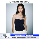 UR2026夏季新款女装休闲摩登复古波点系带抹胸UYY460190 宝蓝印花 M