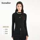 珂莱蒂尔【莱赛尔】Koradior商场同款秋新款气质优雅针织衫女 黑色 S