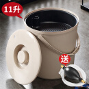 拜格 茶渣桶11L 家用带盖滤茶桶茶水桶茶盘废水桶排水桶茶叶垃圾桶茶漏管灰色  BX6082