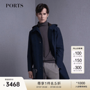 PORTS宝姿男装秋冬款简约连帽气质风衣外套MM9T002NWN019 NAVY BROWN XL