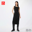 优衣库可机洗罗纹针织连衣裙/无袖女装裙子488722 09 黑色 M
