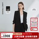 朗姿【律师系列】桑蚕丝职业正装气质西服夏季新款商务西装 黑色 L