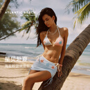 atlanticbeach2026新款度假分体泳衣女夏性感比基尼裙式泡温泉三件套泳装 潮汐蓝 L