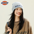 Dickies品牌保暖针织帽子男士毛线帽女滑雪冷帽骑行防风防寒护耳帽灰色