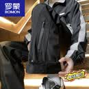 罗蒙（ROMON）加绒加厚裤子男春秋季防风防水冲锋裤青少年男生宽松直筒休闲长裤 CK18黑色加.绒*款 品质保证 M 80-斤左右