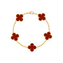 梵克雅宝（Van Cleef & Arpels）18K黄金五朵红玉髓四叶草手链 VCARD35500七夕情人节礼物