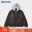 FILA FUSION斐乐潮牌棉服女2026春季新款时尚休闲假两件连帽外套 红酒韵-WI S 160/80A/S