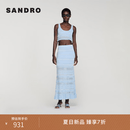 SANDRO新品首降丨2026夏季新款女装法式木耳边镂空提花修身显腰针织背心 天蓝色 M (2)