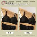 都市丽人内衣少女小胸聚拢收副乳碎花性感三角杯薄款学生一套胸罩胸大显小 黑色+黑色(单件) 70A 32