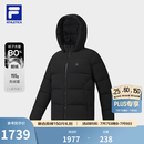 FILA 斐乐男士羽绒服冬季新款运动保暖飞羽连帽外套 深黑-BK 2XL 185/104A/XXL