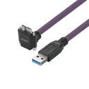 尘土 USB3.0转Micro-B带螺丝带锁数据连接线 高柔拖链线 视觉机器适用工业相机数据线兼容大恒海康 高柔拖链线 紫色 上弯 4.5米