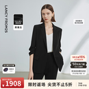 朗姿【律师系列】桑蚕丝职业正装气质西服夏季新款商务西装 黑色 M