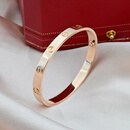 卡地亚（Cartier）【二手99新】手镯LOVE系列 18K金 宽版窄版玫瑰金/白金无钻手镯 宽版无钻玫瑰金-宽度6.1mm 18号