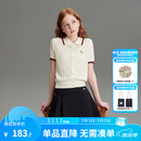 ELLE KIDS童装 撞色短袖针织开衫女童夏季新款醋酸莱赛尔老钱上衣 米白色 165 （M）