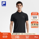 FILA 菁英POLO斐乐官方男子针织短袖POLO衫2026夏季新款防晒上衣 深黑-BK XL 180/100A/XL