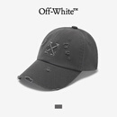 OFF-WHITE棒球帽男女情侣款复古风破洞做旧箭头刺绣美式宽松潮流百搭鸭舌帽