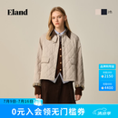 ELAND【暖格绗缝棉服】【特氟龙三防】衣恋菱格廓形外套26新款 浅卡其色(36)L/Beige S /160