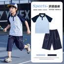 憨憨象男童速干衣运动套装儿童夏季Polo衫篮球训练服中大童短袖短裤夏装 23092蓝色+18600藏青【套装】 140 cm