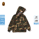 BAPE童装26年春夏故障解构风迷彩图案鲨鱼帽衫001153Q 绿色GRX 均码 140cm