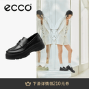 爱步（ECCO）厚底乐福鞋女倪妮同款英伦风一脚蹬厚底增高牛皮女鞋 踪迹220723 黑色22072301001 37 （尺码偏小）