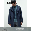ERDOS 厚款中长款保暖商务休闲通勤风连帽上衣收腰男风衣外套 藏蓝 XL 180/100A