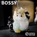 BOSSY招财纳福貔貅变色茶宠茶具摆件节日生日长辈领导礼物乔迁商务礼品 墨小貅-玄金守宝【礼盒装】玄化玉色
