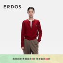 ERDOS【生肖系列】25秋冬圆领装饰绞花学院新年红外套女开衫羊绒衫 中世纪红 L 170/88A