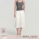 orangedesire[西岸微风]orange desire镂空花边直筒微阔腿六分裤2026年新品 香草白 L