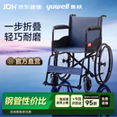 鱼跃（yuwell）手动轮椅车大轮轻便可折叠老人专用出行代步仅14kg加固钢管H051