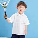 史努比（SNOOPY）儿童POLO衫2026夏季新款男童宝宝纯色印花翻领短袖中小童潮 B01白色 130 130建议身高120-130厘米