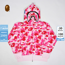 BAPE女装26年春夏全拉链鲨鱼连帽卫衣开衫外套00115Q 粉色PKX M