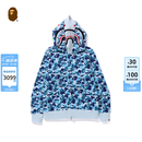 BAPE男装26年春夏迷彩图案鲨鱼双帽连帽卫衣开衫外套003151Q 蓝色BLX 2XL