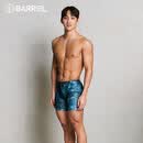 BARREL男士海洋主题满印3分泳裤平角竞速运动游泳高效防晒速干舒适亲肤 深绿色 L