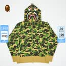 BAPE女装26年春夏全拉链鲨鱼连帽卫衣开衫外套00115Q 绿色GRX M