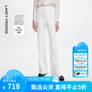 朗姿【精英衣橱】复古显瘦高腰黑色休闲裤喇叭裤马蹄裤夏新款长裤子 白色2 L