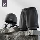 Keep泳裤男士防尴尬双层宽松游泳裤泳镜泳帽泳裤套装 黑色三件套 XL