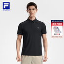 FILA 菁英POLO斐乐官方男子针织短袖POLO衫2026夏季新款防晒上衣 深黑-BK XL 180/100A/XL