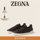 Zegna[陈伟霆同款]杰尼亚男鞋Triple Stitch™SECONDSKIN奢华休闲鞋 深棕色 41.5 (7.5)