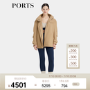PORTS宝姿商场同款早春新品女装长袖中长风衣外套LP8J068GWP023 卡其 M