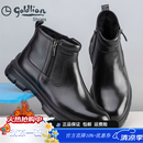 金利来（Goldlion）男鞋新款冬季男靴皮毛一体保暖马丁靴牛皮棉靴羊皮短靴羊毛棉鞋 黑色 40
