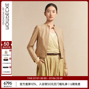 例外（EXCEPTION）女装皮衣女款羊皮修身气质机车皮衣外套 浅卡其 M