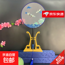 精品苏绣双面绣花团扇古风圆形刺绣中国风旗袍长柄圆扇舞蹈工艺扇 双面绣花团扇-01号