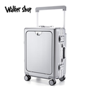 Walker Shop【品牌新款】行李箱前开口多功能拉杆密码箱登机箱时尚大容量皮箱 极光银 28英寸