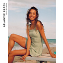 atlanticbeach2026俏皮少女泳衣女复古格纹裙式泳衣泡温泉度假泳装 黑方格 S